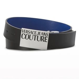 Versace Jeans Men's Reversible Leather Logo Buckle Belt